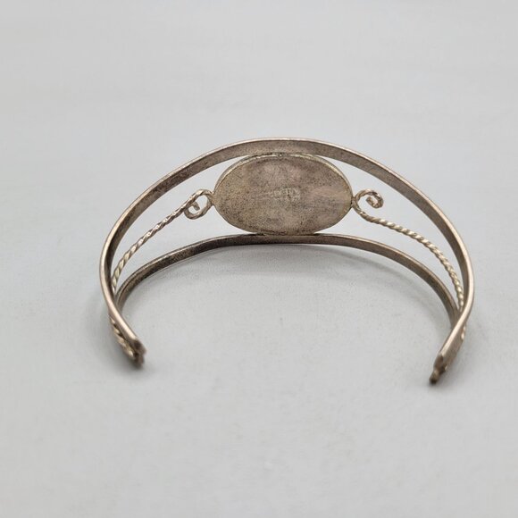 Alpaca Mexican Silver Butterfly Inlay Cuff Bracelet Abalone Mother of Pearl - Picture 3 of 7